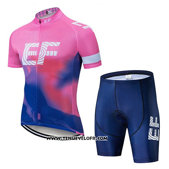 2019 Maillot Ciclismo Ef Education First Rose Bleu Manches Courtes et Cuissard